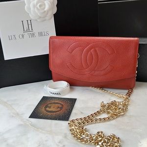 Chanel Red Caviar Single Flap WOC Crossbody